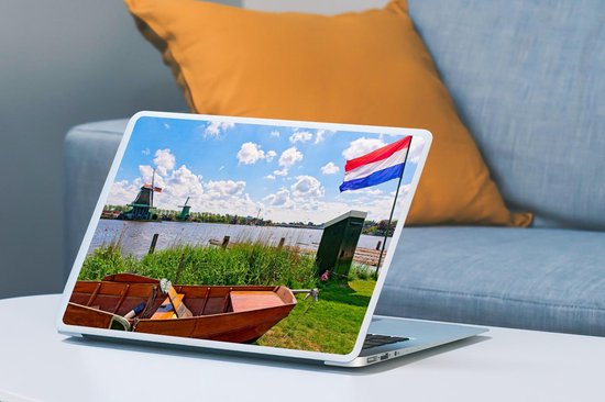Autocollant pour ordinateur portable - 15,6 pouces - Nature hollandaise typique avec le drapeau des Nederland - 36x27,5 cm - Autocollants pour ordinateur portable - Skin pour ordinateur portable - Couverture