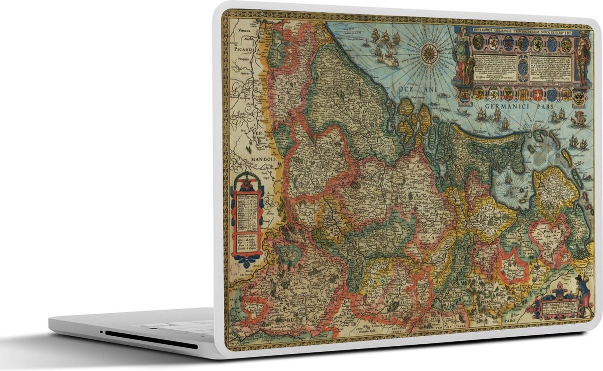 Laptop sticker - 15.6 inch - Historische landkaart van Nederland - 36x27,5cm - Laptopstickers - Laptop skin - Cover