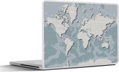 Laptop sticker - 12.3 inch - Wereldkaart - Blauw - Grijs - Kids - Jongetjes - Meisje - 30x22cm - Laptopstickers - Laptop skin - Cover