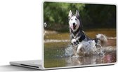Laptop sticker - 11.6 inch - Husky in het water - 30x21cm - Laptopstickers - Laptop skin - Cover