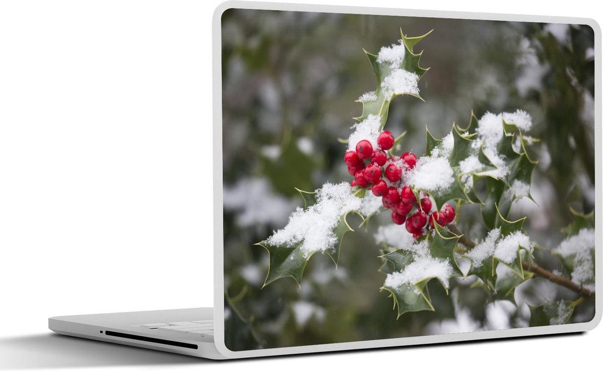 Afbeelding van product SleevesAndCases  Laptop sticker - 10.1 inch - Een besneeuwde hulst met rode bessen