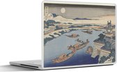 Laptop sticker - 13.3 inch - De Yodo rivier in maanlicht - Schilderij van Katsushika Hokusai - 31x22,5cm - Laptopstickers - Laptop skin - Cover