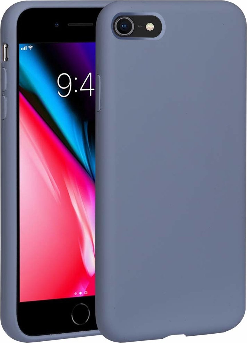 Silicone case geschikt voor Apple iPhone 7 / 8 - lavendel grijs + Glazen Screenprotector - Flexibele en Duurzame Case - Stijlvolle Silicone Hoes - Val- en Krasbestendige Bescherming - Zachte Siliconen Beschermcase