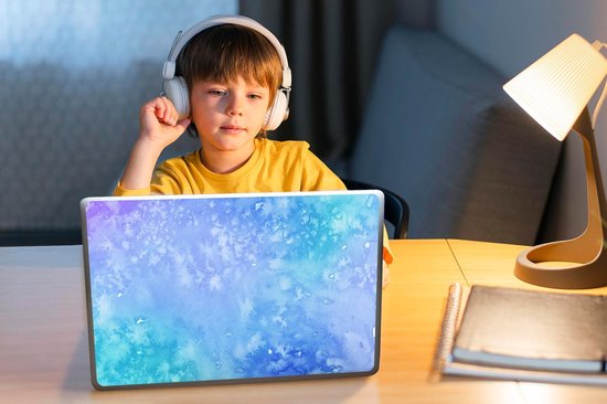 Sticker pour ordinateur portable - 11,6 pouces - Aquarelle - Blauw - Violet - Bleu clair - 30x21cm - Autocollants pour ordinateur portable - Skin pour ordinateur portable - Housse