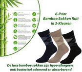 6-Paar Origineel Bamboe Sokken Ruit Motief in 3-Kleuren-Maat 39-42