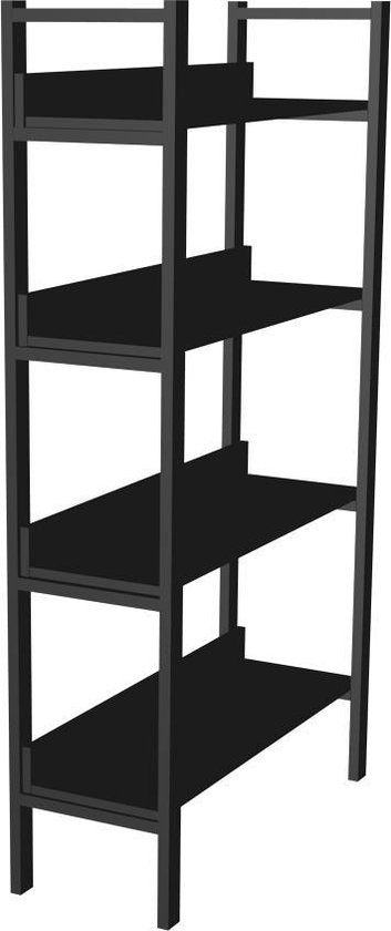 4livingz Retro Boekenkast met 4 planken 30x80x144 cm - Zwart/Bruin