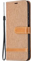 Hoesje geschikt voor Samsung Galaxy A20E - Bookcase - Pasjeshouder - Portemonnee - Vintage - Stof - Kunstleer - Bruin