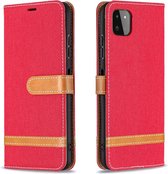 Hoesje geschikt voor Samsung Galaxy A41 - Bookcase - Pasjeshouder - Portemonnee - Vintage - Stof - Kunstleer - Rood