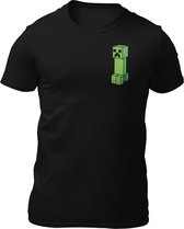 Creeper - Minecraft Heren T-Shirt -Getailleerd- Katoen - Ronde Hals - PC Gaming Accessoires