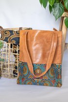 BaliBatiks -Shopper Bag - Leren Tas - Bali - Batik - Bruin - fairtrade