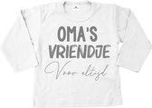 Shirt baby-dreumes-oma's vriendje voor altijd-wit-zilver-Maat 104