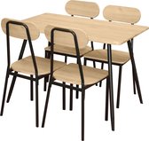 Fornord - Eettafel Met 4 Stoelen - Metaal Zwart Beige