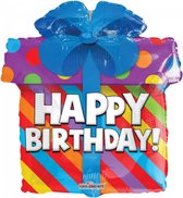 Folieballon - Happy birthday - Cadeautje - 46cm- Zonder vulling*