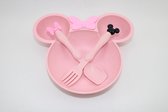 Minnie bord met vakjes - Kinderbord - Babybord - Duurzaam - Kinderservies - Roze