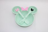 Minnie bord met vakjes - Kinderbord - Babybord - Duurzaam - Kinderservies - Groen