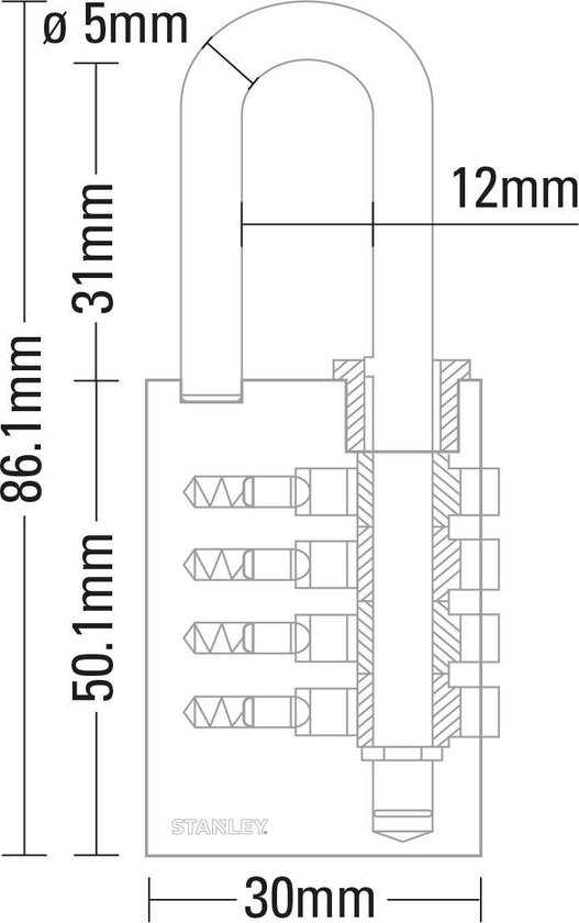 Cadenas à Combinaison 4 Chiffres – Pour Casier D’école, Boîte à Outils, Portail – Alliage Aluminium, Anodisé – Violet