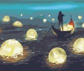 BLACK FRIDAY DEAL Schilderen op nummer - rivier met licht - 40 x 50 cm - misterieus - fantasy - hobby - volwassenen en kinderen