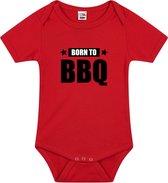 Born to BBQ tekst baby rompertje rood jongens en meisjes - Kraamcadeau barbecue liefhebber 80 (9-12 maanden)