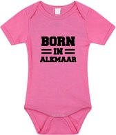 Born in Alkmaar tekst baby rompertje roze meisjes - Kraamcadeau - Alkmaar geboren cadeau 56 (1-2 maanden)