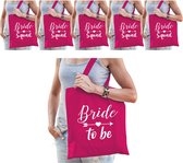 Vrijgezellenfeest dames tasjes/ goodiebag pakket - 1x Bride to Be roze + 9x Bride Squad roze - Vrijgezellen vrouw