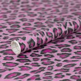 3x rollen decoratie plakfolie luipaard print roze 45 cm x 2 meter zelfklevend - Decoratiefolie - Meubelfolie