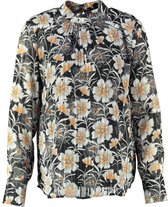Aaiko soepele polyester tuniek blouse zwart gebloemd - Maat S