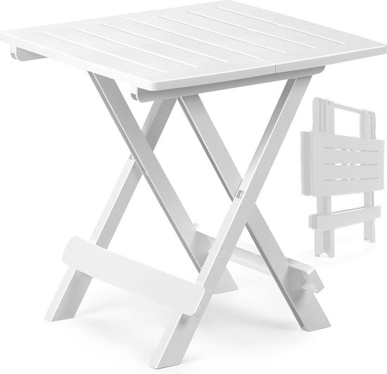 Set van 2 Klaptafels Adige 50x45x43cm Draagbaar Campingtafel Bijzettafel - Wit — afbeelding 3