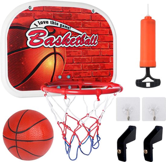 Mini panier de basket-ball - Set de basket-ball pour Kids fixé au mur avec  pompe à... | bol.com