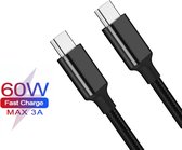 Phreeze USB-C naar USB C kabel - 1M - 60W Snelladen Ondersteuning - Gevlochten Nylon - Universeel - Geschikt voor Telefoon en Laptop