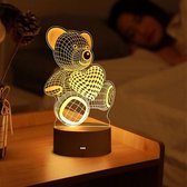 Nachtlampje kinderen - Romantische Liefde 3D Lamp - 3d led lamp - nacht lamp - Teddy beer met hartje - 3d illusie lamp