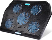 Laptop Cooler met RGB Verlichting - Cooling Pad - Laptopstandaard Verstelbaar en Koeler met 5 Ventilatoren - Anti Slip - USB Aansluiting - Tot 17 inch - Zwart
