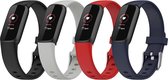 YONO Siliconen Bandjes - geschikt voor Fitbit Luxe - 4-Pack - Donkerblauw/Grijs/Rood/Zwart - Small