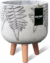 MA'AM Vio - Bloempot op poten - D30xH34 - Wit - houten pootjes (FSC) - varen plant - duurzame kwaliteit