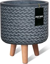 MA'AM Eve - Bloempot op poten - D21xH27 - Zwart - houten pootjes (FSC) - trendy design plantenpot