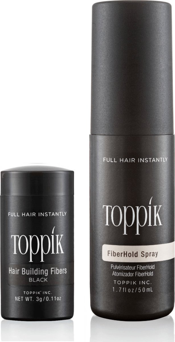 Toppik Hair Fibers Probeerset Zwart - Toppik hair fibers 3 gram + 50 ml Fiberhold Spray - Handig voor op reis