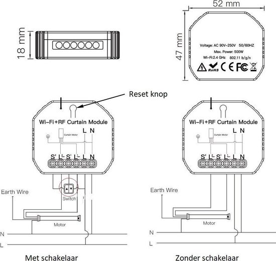 atomair hoofdonderwijzer Detecteren Smart Rolluikschakelaar / Module met Afstandsbediening en App bediening |  Combiset |... | bol.com