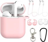 Studio Air® Airpods Hoesje Siliconen Case - Luxe Set met 7 items - Soepel Airpod Hoesje - Roze