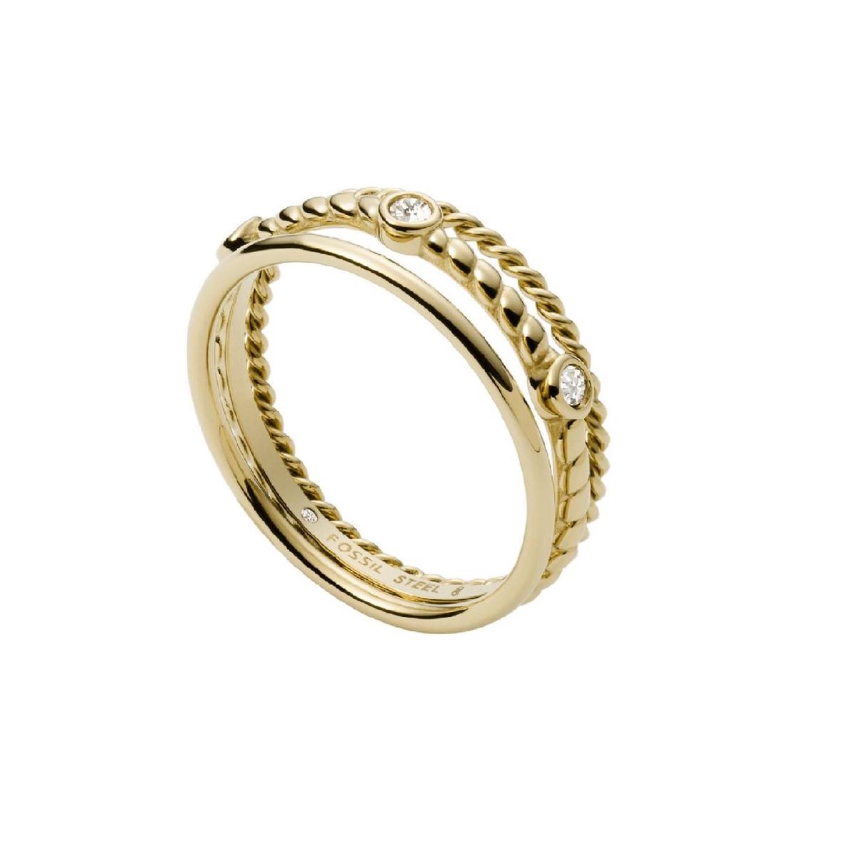 Fossil Dames Ring Staal - Zilverkleurig - 19.25 mm / maat 60