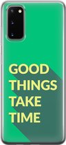 Samsung Galaxy S20 Telefoonhoesje - Transparant Siliconenhoesje - Flexibel - Met Quote - Good Things - Groen