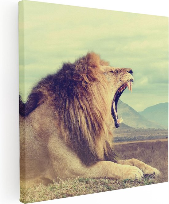 Artaza - Peinture sur Canevas - Lion - Tête de lion - 80x80 - Grand - Photo sur Toile Impression sur Toile