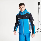 Dare2B Out Force Black Label waterdichte, geÃ¯soleerde ski-jas met capuchon voor heren, ademende outdoorjas, petrolblauw zwart