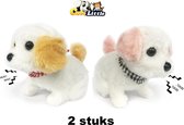 2 stuks Schattig speelgoed hondje blaft en loopt - Cute Little Puppy - 18cm (incl. batterijen)