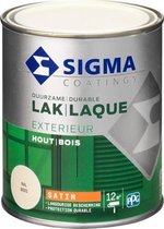 Sigma Houtlak Exterieur Zijdeglans - Glansbehoud - Droog na 1,5 uur - RAL 9001 - Wit - 0.75L