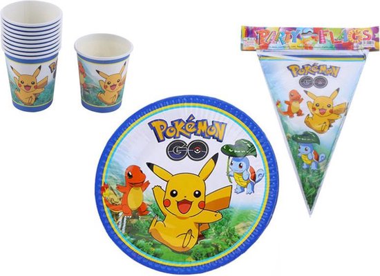 Pokémon Verjaardag Versiering - Kartonnen Bekers, borden en slingers - 10  stuks -... | bol.com
