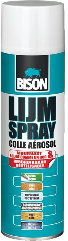 Lijmspray Universal spuitbus 500 ml, universele, vloeibare spuitlijm voor grote oppervlakken. Bindt alternatief of permanent. Geschikt voor diverse materialen