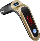 Bluetooth Carkit MP3-speler FM Transmitter zender Draadloze radio - adapter USB-oplader voor Smartphone / iPhone / iPod / Samsung - goud