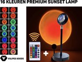 Sunset Lamp - 16 Kleuren - Sunset - PREMIUM - Met Afstandsbediening -  Inclusief batterij - Nieuwe Premium Versie (2021) - Galaxy Projector - Lamp - Tafellamp - Wake Up Light - Led Lamp - Gol
