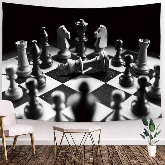 Ulticool - Schaken Chess Schaakspel - Wandkleed - 200x150 cm - Groot wandtapijt - Poster