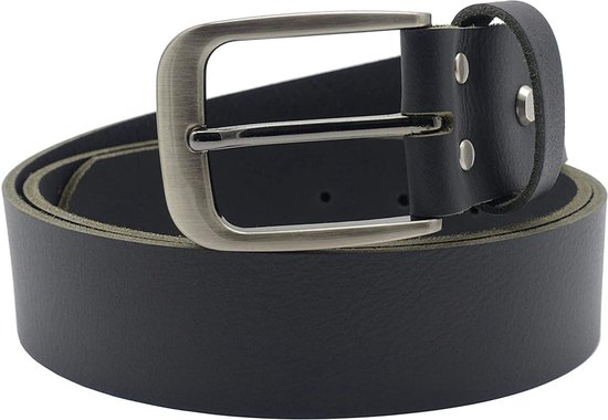 Fana Belts Jeans Ceinture 4 cm de large Zwart - Boucle foncée - Cuir souple - Riem en Cuir - Ceinture pantalon - Taille: 100 cm - Longueur totale: 115 cm - Cuir de vache - Cadeau pour homme