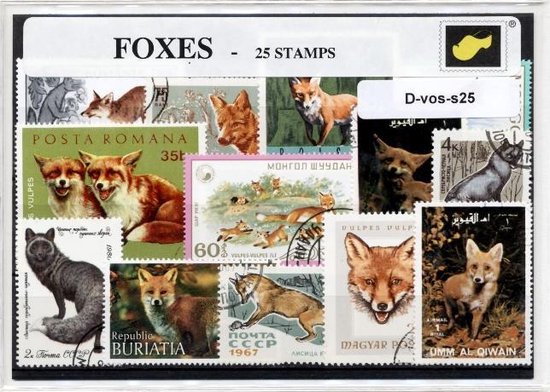 Thumbnail van een extra afbeelding van het spel Vossen – Luxe postzegel pakket (A6 formaat) : collectie van 25 verschillende postzegels van vossen – kan als ansichtkaart in een A6 envelop - authentiek cadeau - kado - geschenk - kaart - hondachtigen - vulpes - Canidae - vos